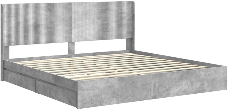 Lovos rėmas su saugojimu ir nugara Betono pilka 200 x 200 cm