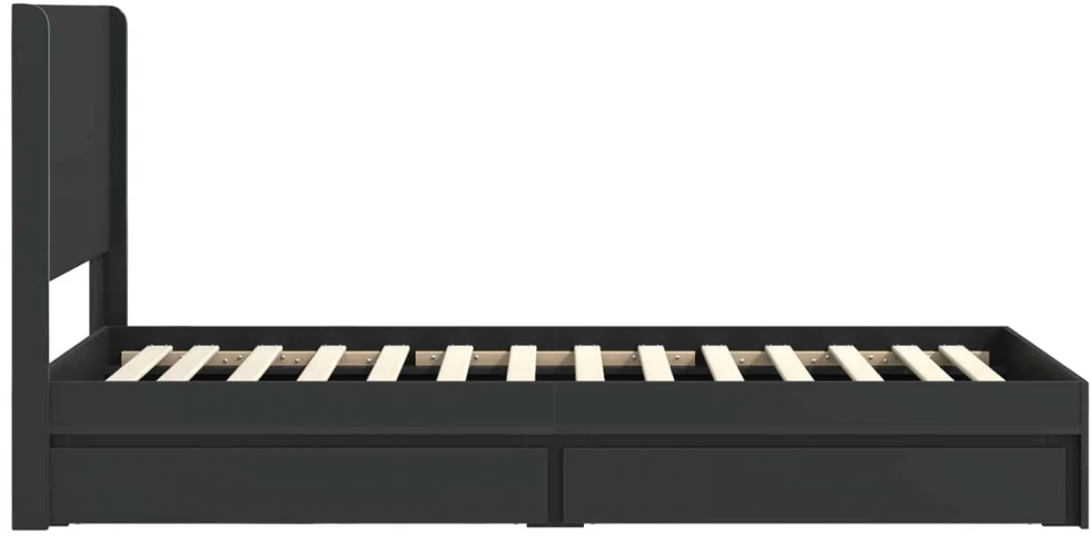 Lova Lovos rėmas su saugojimu ir nugara Juoda 75 x 190 cm