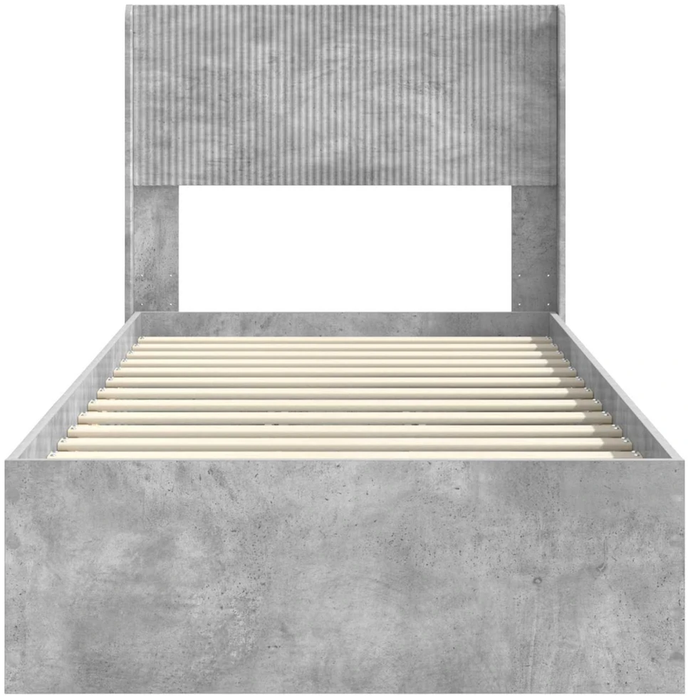 Lova Lovos rėmas su saugojimu ir nugara Betono pilka 100 x 200 cm