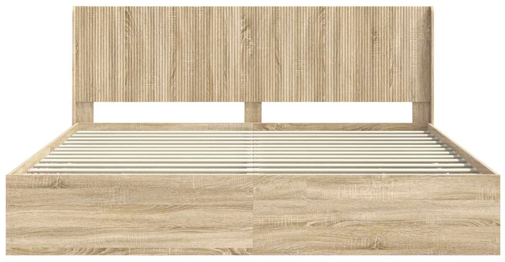 Lova Lovos rėmas su saugojimu ir nugara Sonoma ąžuolas 200 x 200 cm
