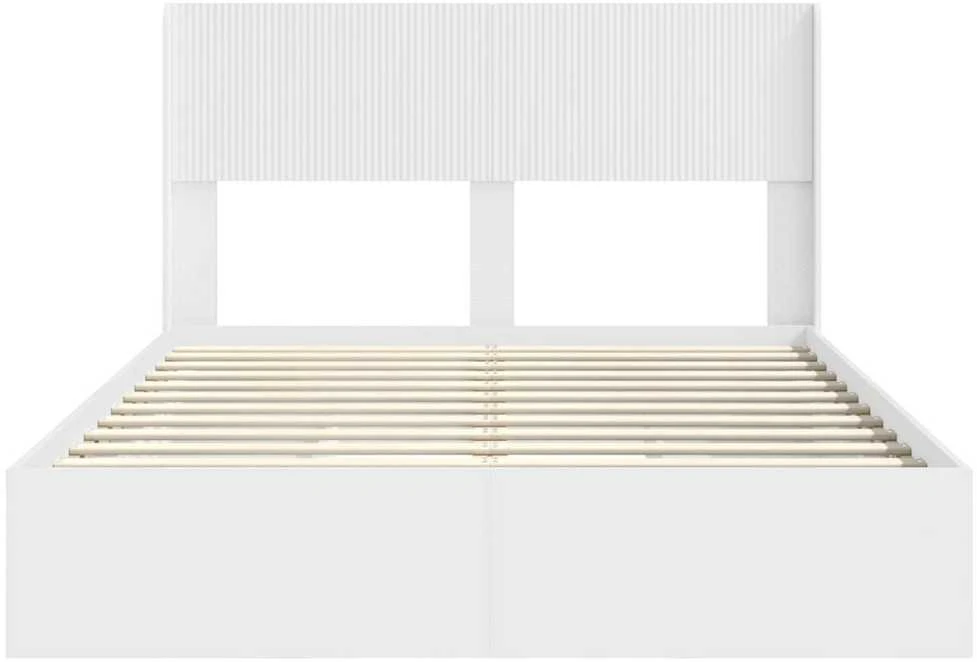 Lovos rėmas su saugojimu ir nugara Balta 160 x 200 cm