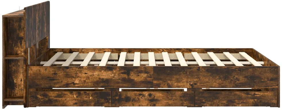 Lova Lovos rėmas su saugojimu ir nugara Dūminio ąžuolo 135 x 190 cm