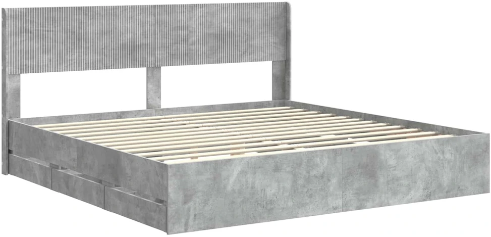 Lova Lovos rėmas su saugojimu ir nugara Betono pilka 200 x 200 cm
