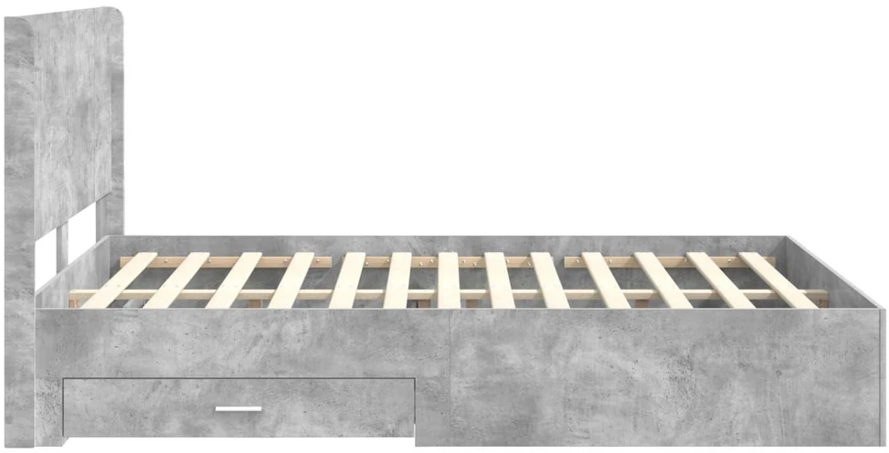 Lova Lovos rėmas su saugojimu ir nugara Betono pilka 140 x 200 cm