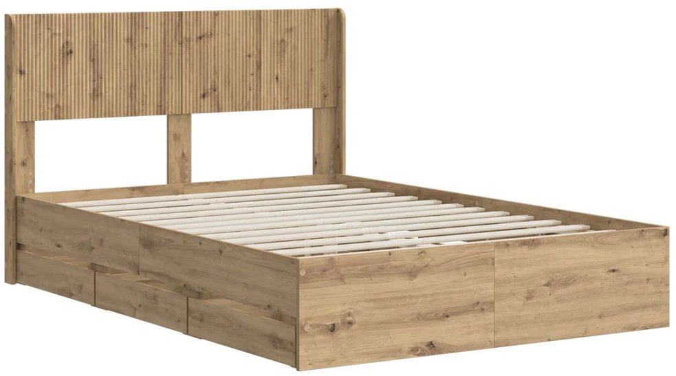 Lova Lovos rėmas su saugojimu ir nugara Artisan Oak 120 x 200 cm