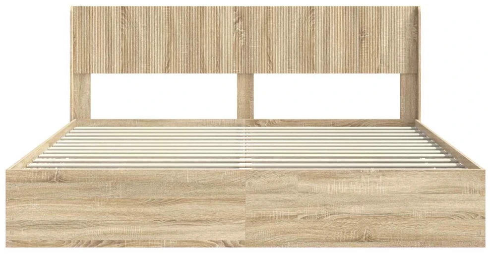 Lova Lovos rėmas su saugojimu ir nugara Sonoma ąžuolas 200 x 200 cm