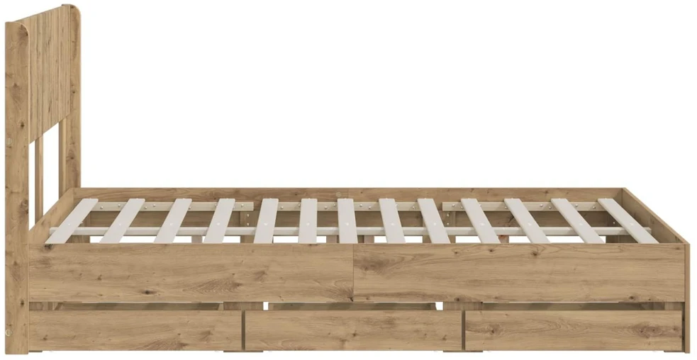 Lova Lovos rėmas su saugojimu ir nugara Artisan Oak 120 x 200 cm