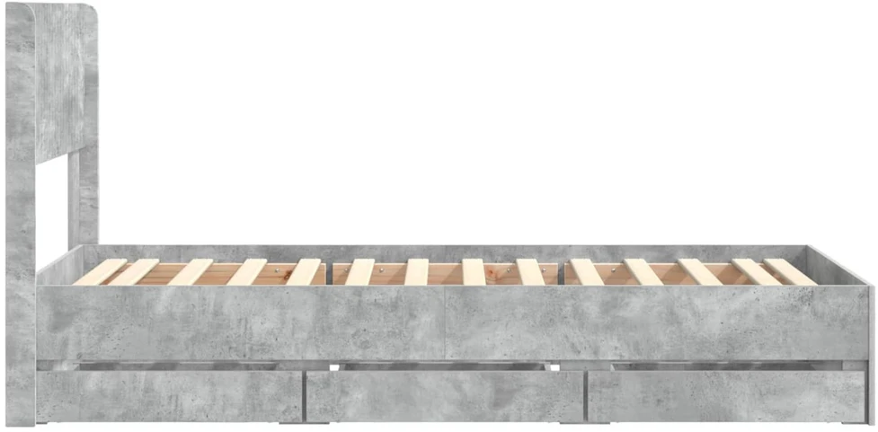 Lova Lovos rėmas su saugojimu ir nugara Betono pilka 75 x 190 cm