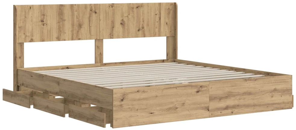 Lova Lovos rėmas su saugojimu ir nugara Artisan Oak 180 x 200 cm