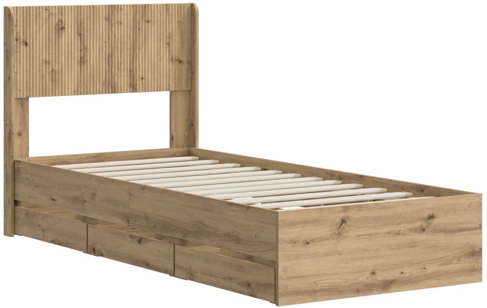 Lova Lovos rėmas su saugojimu ir nugara Artisan Oak 90 x 200 cm