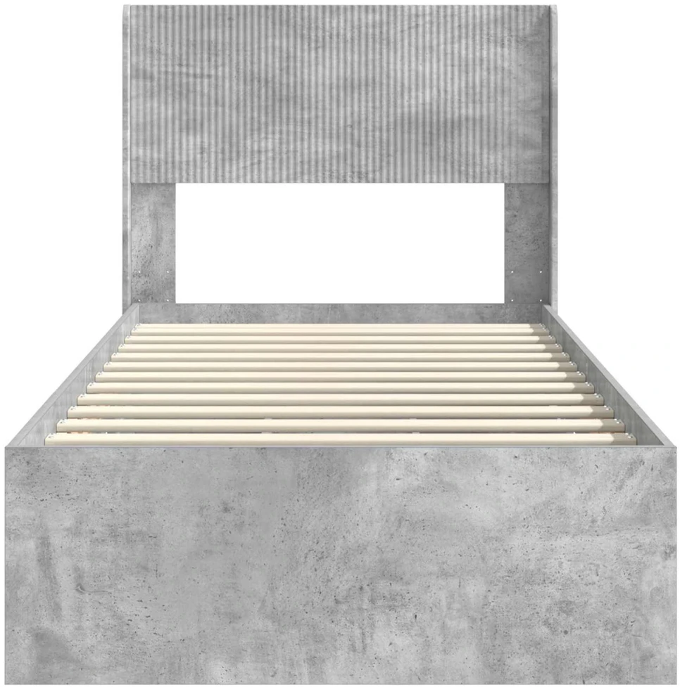 Lova Lovos rėmas su saugojimu ir nugara Betono pilka 75 x 190 cm