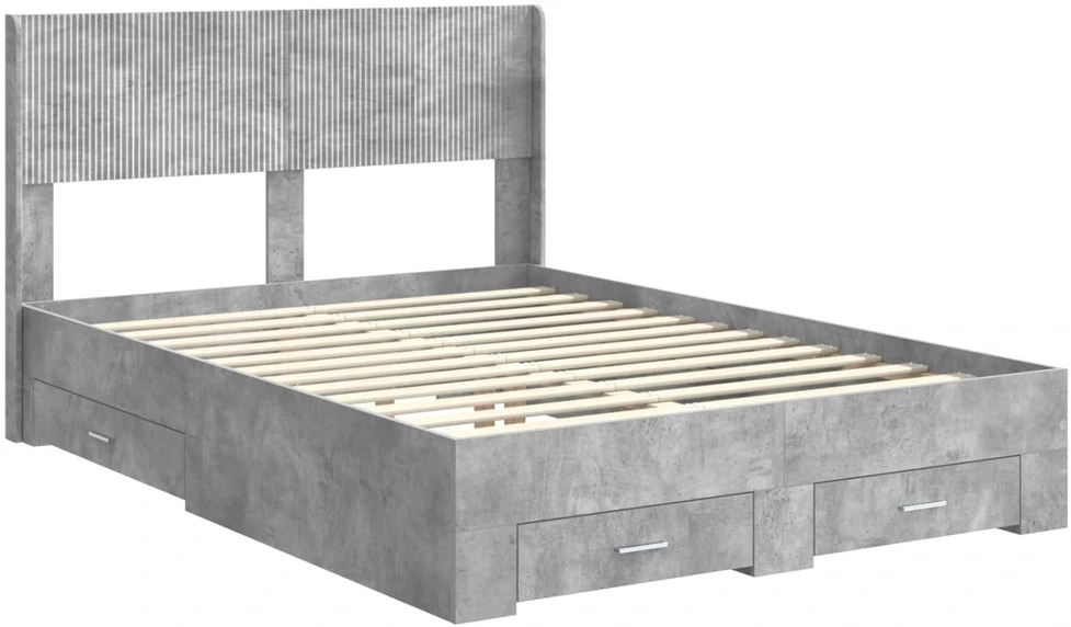 Lovos rėmas su saugojimu ir nugara Betono pilka 150 x 200 cm