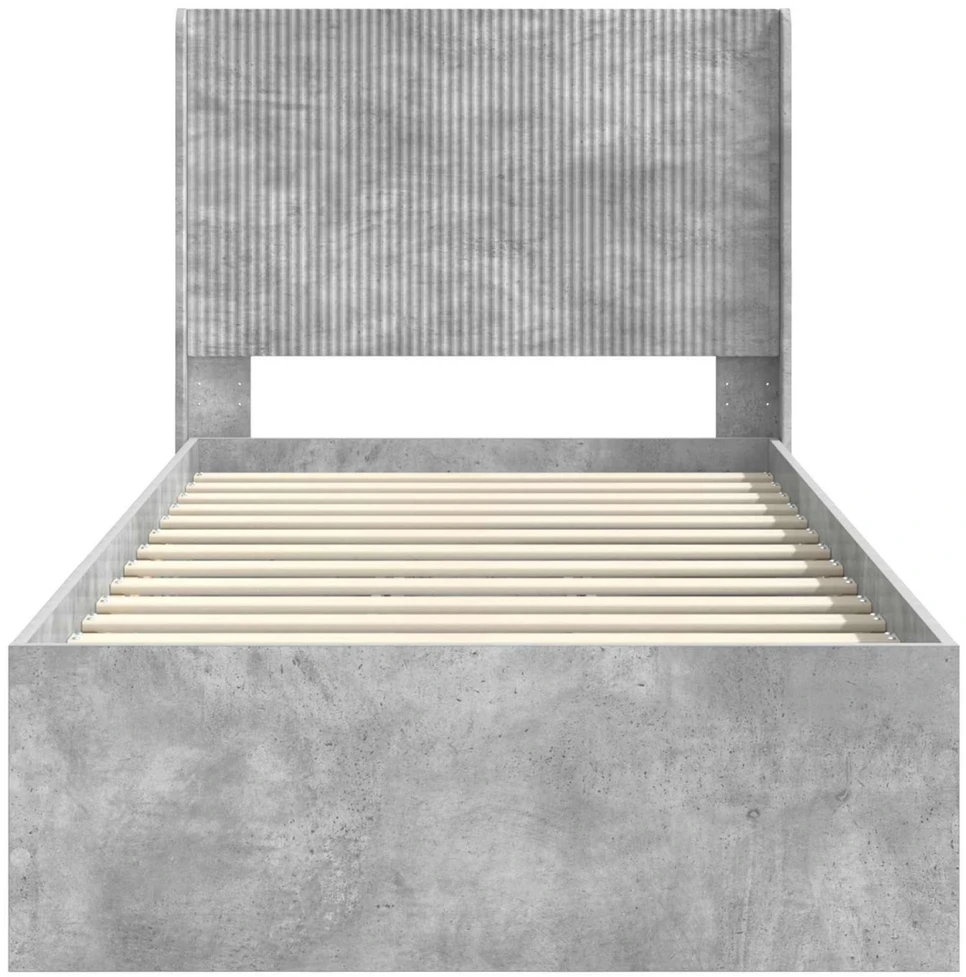 Lova Lovos rėmas su saugojimu ir nugara Betono pilka 90 x 200 cm