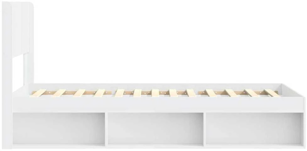 Lova Lovos rėmas su saugojimu ir nugara Balta 100 x 200 cm