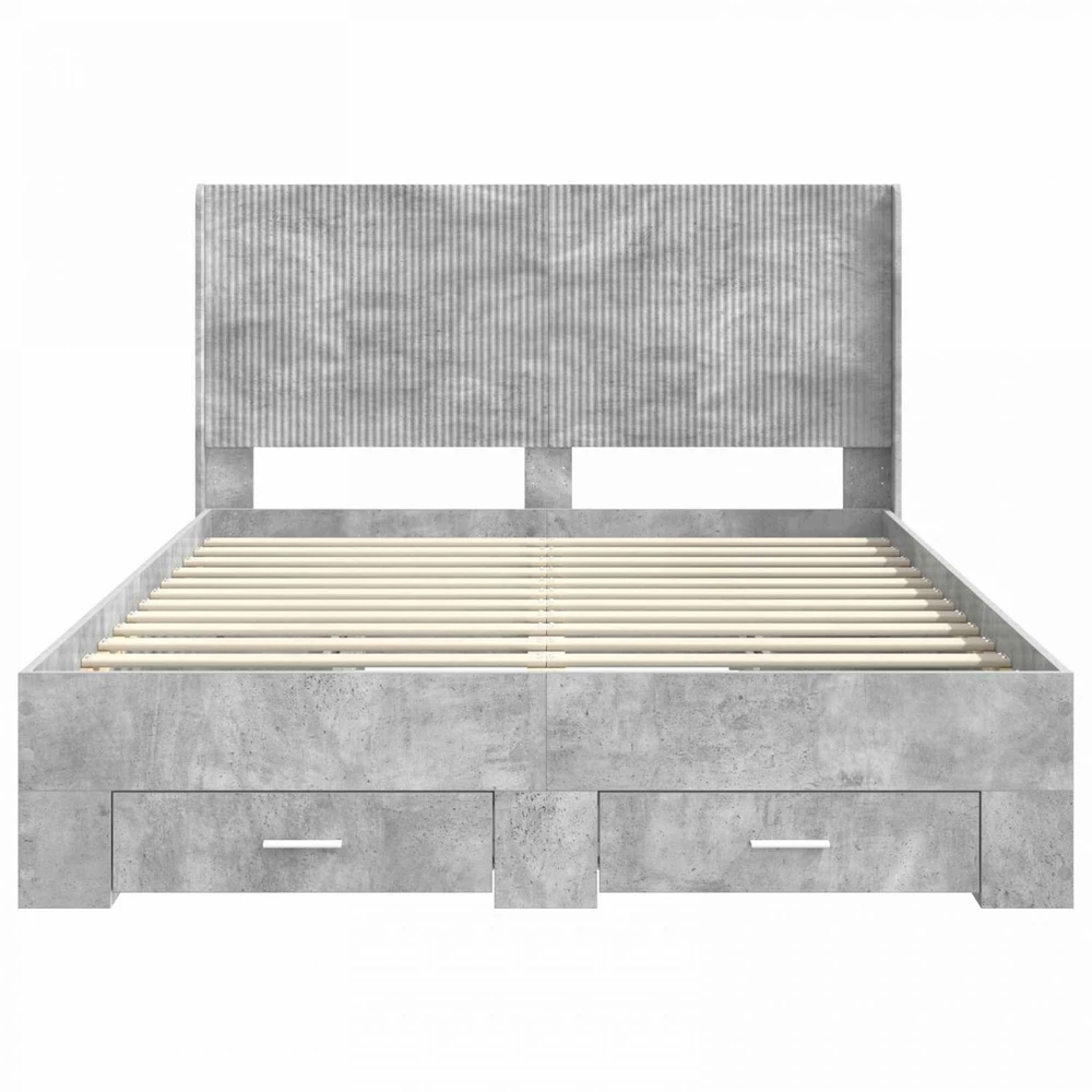 Lova Lovos rėmas su saugojimu ir nugara Betono pilka 140 x 190 cm