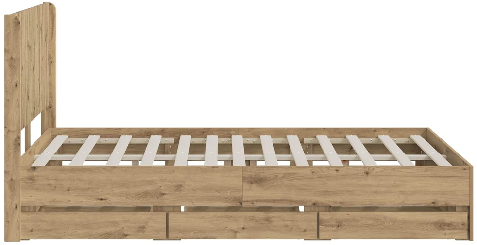 Lova Lovos rėmas su saugojimu ir nugara Artisan Oak 120 x 200 cm