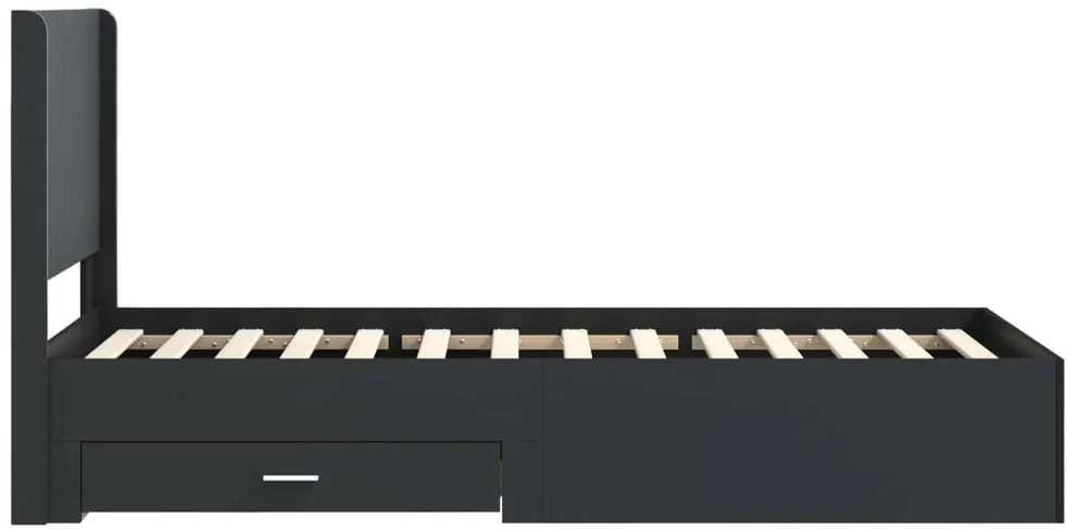 Lova Lovos rėmas su saugojimu ir nugara Juoda 75 x 190 cm