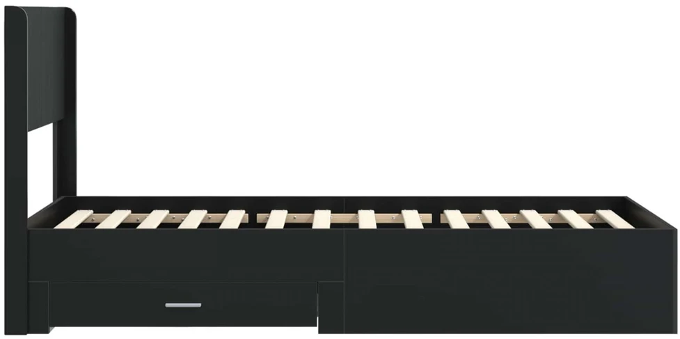 Lova Lovos rėmas su saugojimu ir nugara Juoda 75 x 190 cm
