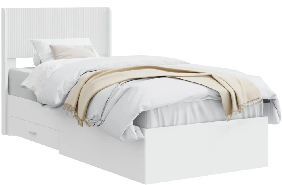 Lova Lovos rėmas su saugojimu ir nugara Balta 90 x 190 cm