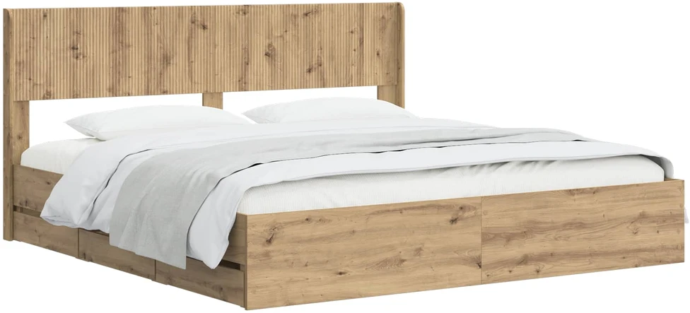 Lova Lovos rėmas su saugojimu ir nugara Artisan Oak 180 x 200 cm
