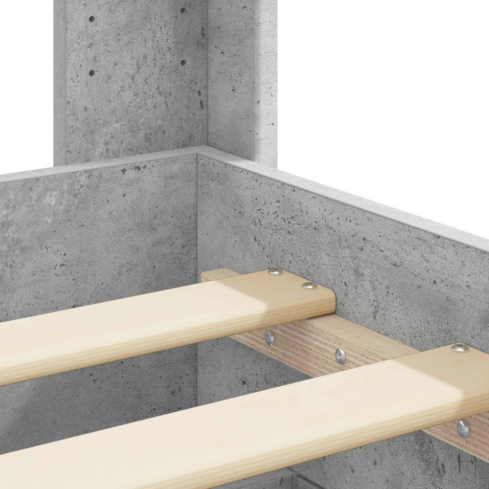 Lovos rėmas su saugojimu ir nugara Betono pilka 150 x 200 cm