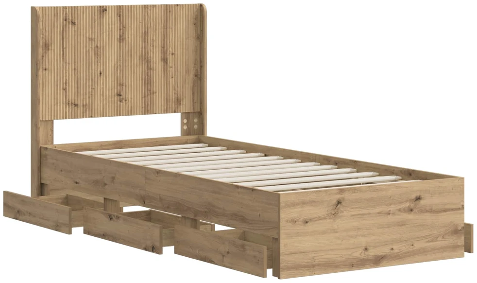Lova Lovos rėmas su saugojimu ir nugara Artisan Oak 90 x 200 cm