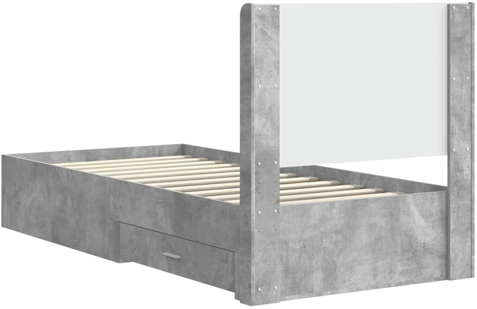 Lova Lovos rėmas su saugojimu ir nugara Betono pilka 90 x 200 cm