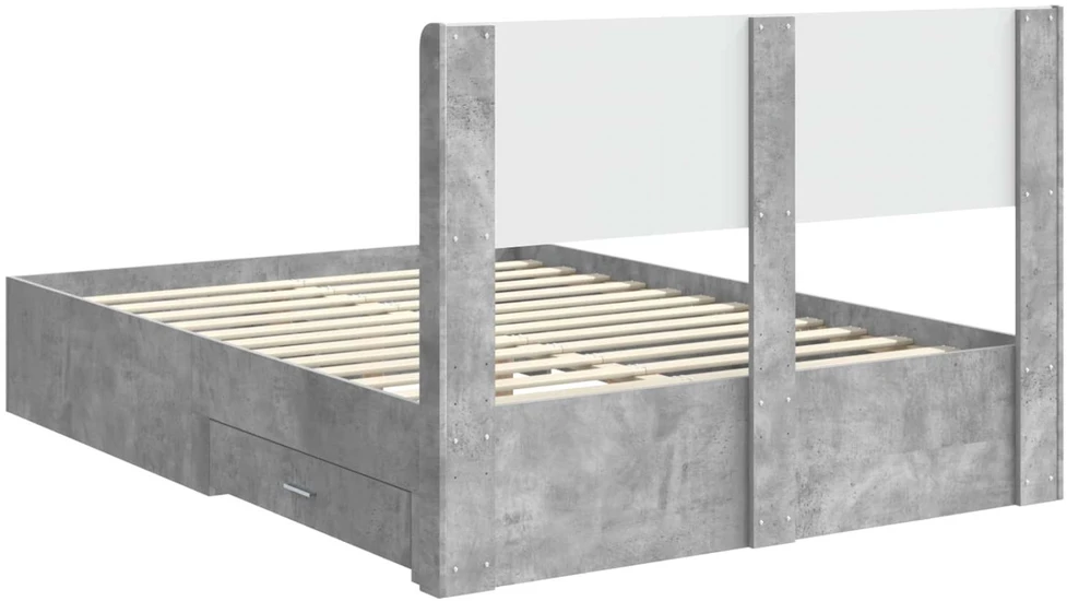 Lovos rėmas su saugojimu ir nugara Betono pilka 150 x 200 cm