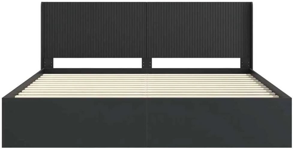 Lovos rėmas su saugojimu ir nugara Juoda 200 x 200 cm