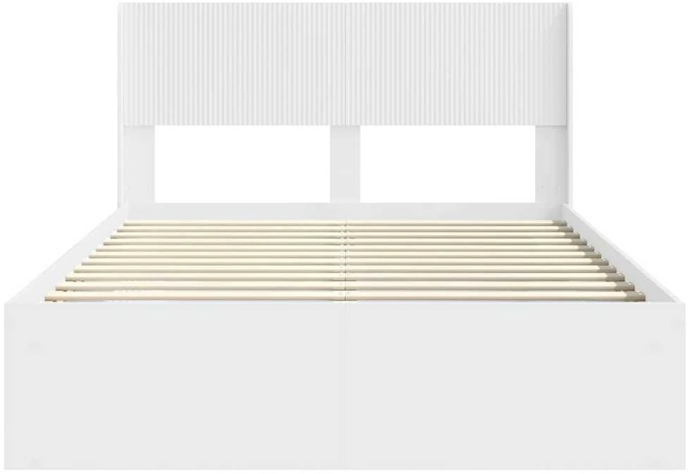 Lova Lovos rėmas su saugojimu ir nugara Balta 120 x 200 cm