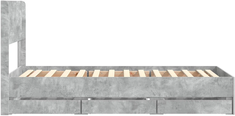 Lova Lovos rėmas su saugojimu ir nugara Betono pilka 75 x 190 cm