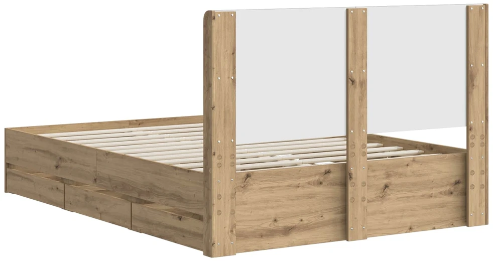 Lova Lovos rėmas su saugojimu ir nugara Artisan Oak 140 x 190 cm