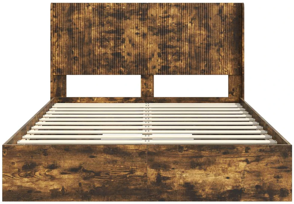 Lova Lovos rėmas su saugojimu ir nugara Dūminio ąžuolo 135 x 190 cm