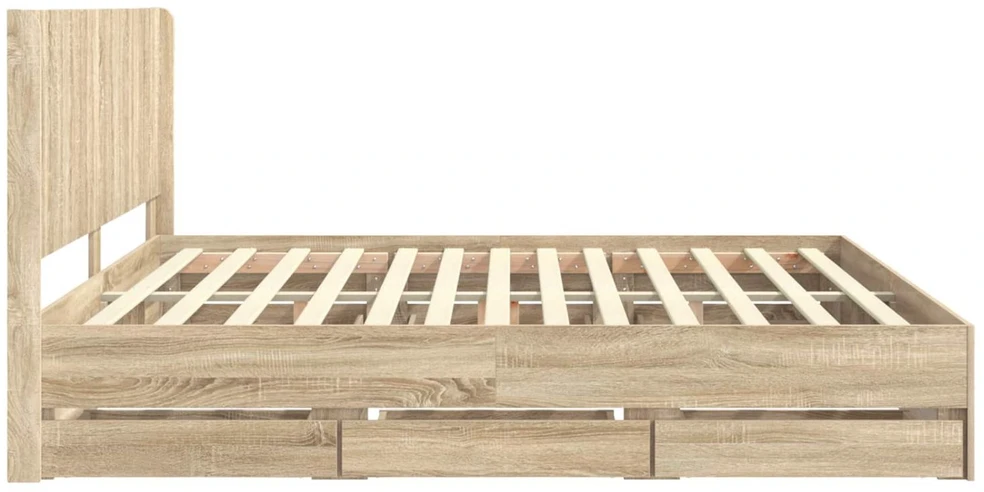 Lova Lovos rėmas su saugojimu ir nugara Sonoma ąžuolas 200 x 200 cm