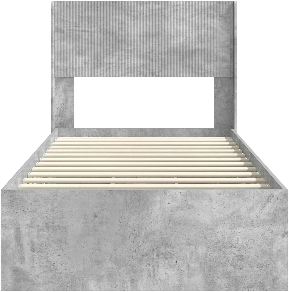 Lova Lovos rėmas su saugojimu ir nugara Betono pilka 75 x 190 cm
