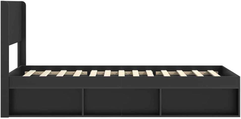 Lova Lovos rėmas su saugojimu ir nugara Juoda 90 x 190 cm