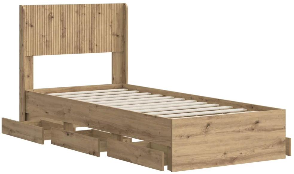 Lova Lovos rėmas su saugojimu ir nugara Artisan Oak 90 x 200 cm