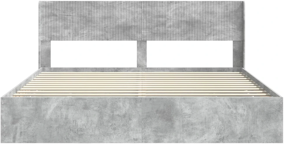 Lova Lovos rėmas su saugojimu ir nugara Betono pilka 200 x 200 cm