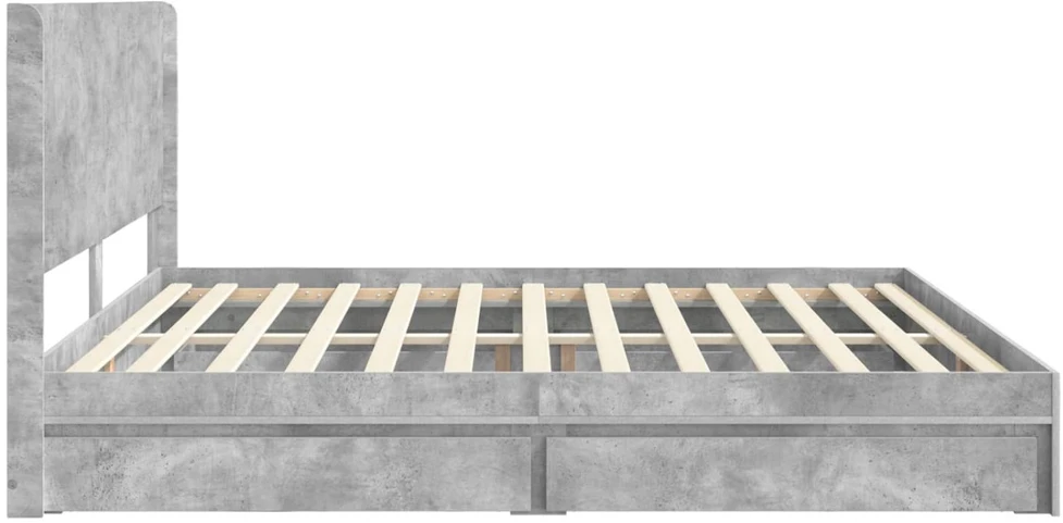 Lovos rėmas su saugojimu ir nugara Betono pilka 200 x 200 cm