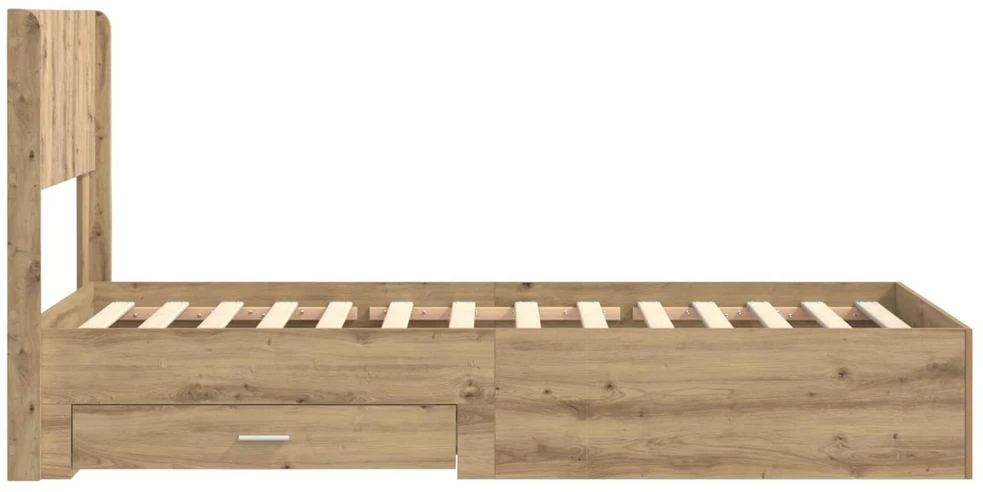Lova Lovos rėmas su saugojimu ir nugara Artisano ąžuolo 100 x 200 cm