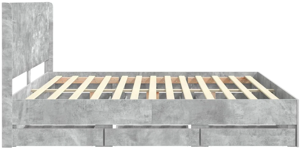 Lova Lovos rėmas su saugojimu ir nugara Betono pilka 200 x 200 cm
