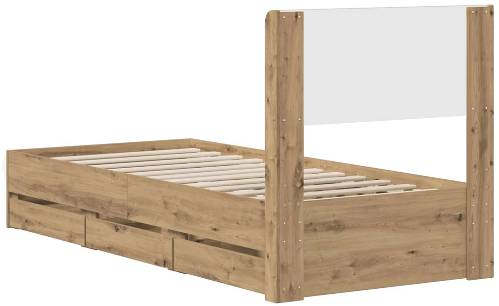 Lova Lovos rėmas su saugojimu ir nugara Artisan Oak 90 x 200 cm