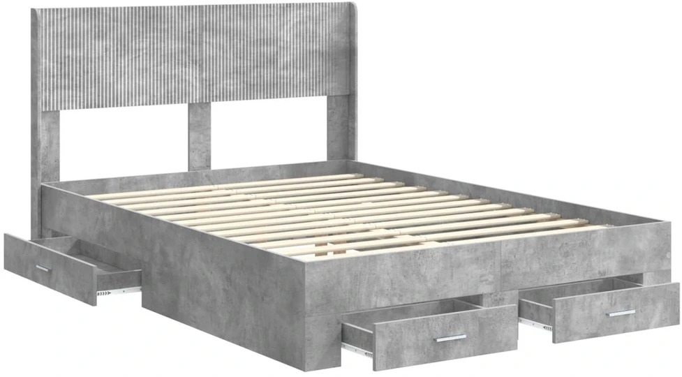 Lovos rėmas su saugojimu ir nugara Betono pilka 150 x 200 cm