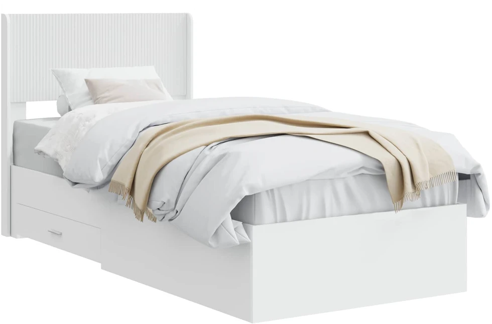 Lova Lovos rėmas su saugojimu ir nugara Balta 90 x 190 cm