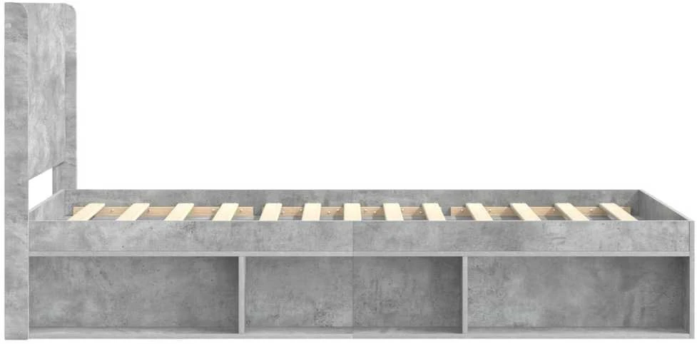 Lova Lovos rėmas su saugojimu ir nugara Betono pilka 90 x 200 cm