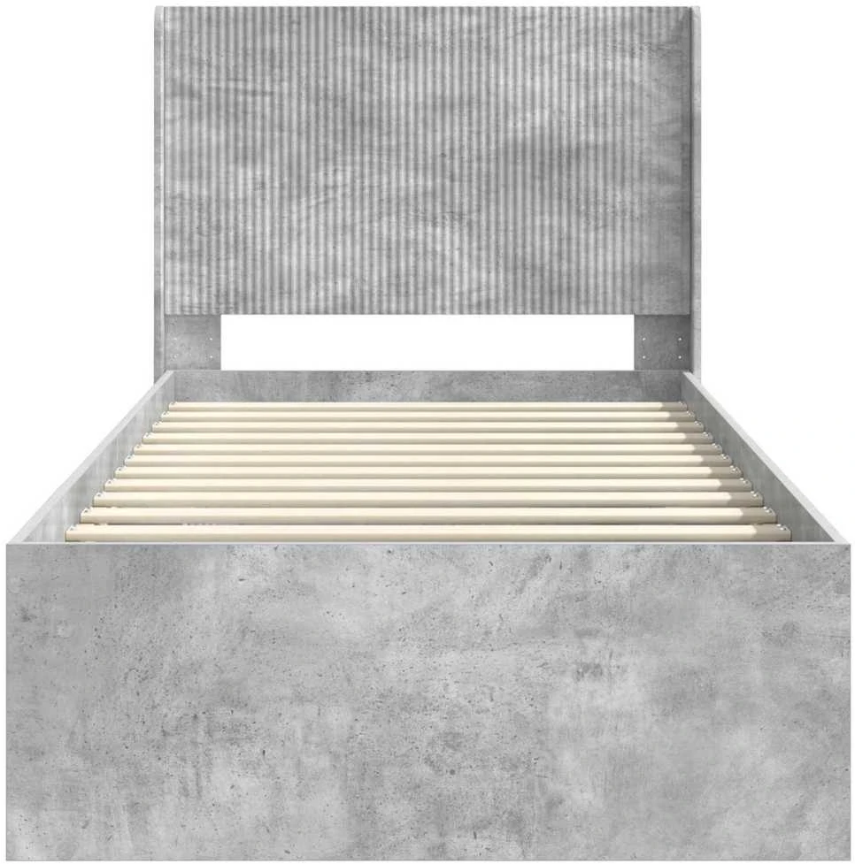 Lova Lovos rėmas su saugojimu ir nugara Betono pilka 90 x 200 cm