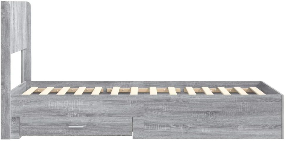 Lova Lovos rėmas su saugojimu ir nugara Pilka Sonoma 90 x 200 cm