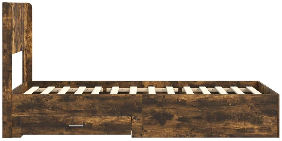 Lova Lovos rėmas su saugojimu ir nugara Dūminio ąžuolo 100 x 200 cm
