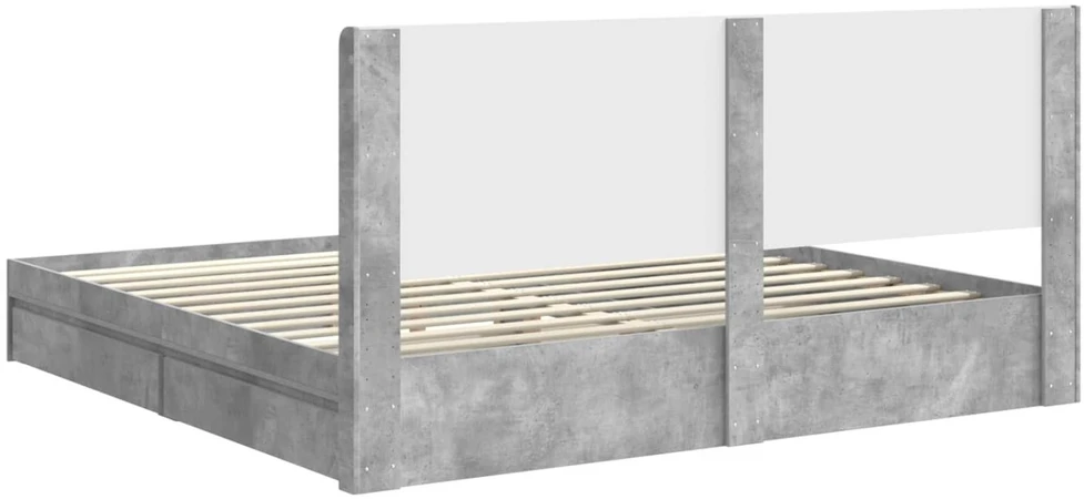 Lovos rėmas su saugojimu ir nugara Betono pilka 200 x 200 cm