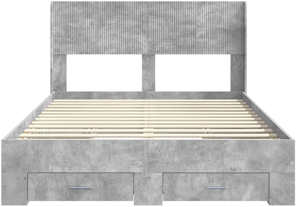 Lovos rėmas su saugojimu ir nugara Betono pilka 150 x 200 cm